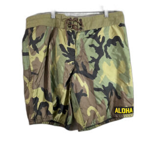 Birdwell Beach Britches Men’s 36 Board shorts In WWll Frog skin Camo Swim trunks